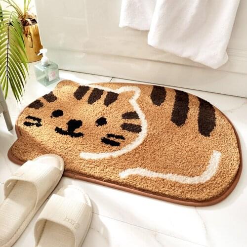 Home Bath Mat Water Absorption Non-slip Mat Cartoon Animal Soft Plush Floor Carpet Entrance Door Mat Bedroom Rug Toilet Rug