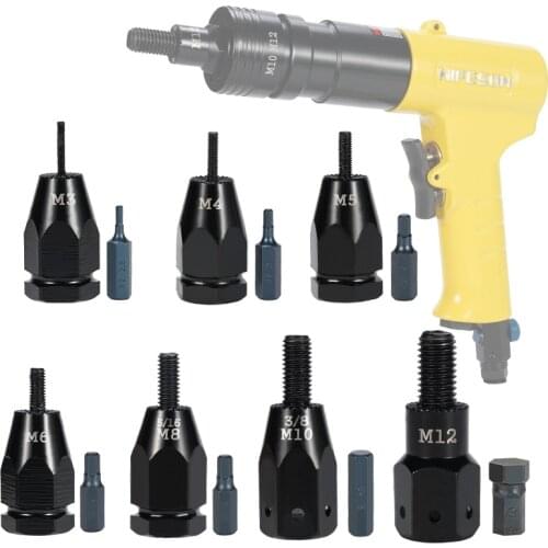 HIFESON M3-M12 32/5 3/16 1/4 5/16 3/8 1/2 Air Pneumatic Rivet Gun Adapter Head Part for Rivet Guns Tool Accessories