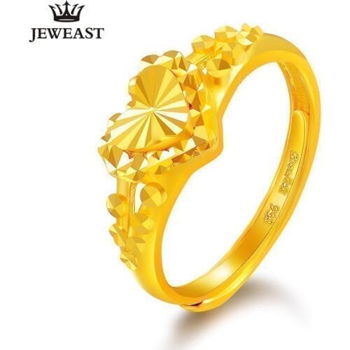 JLZB 24K Pure Gold Ring Real AU 999 Solid Gold Rings Nice Shiny Heart Beautiful Upscale Trendy Classic Jewelry Hot Sell New2020