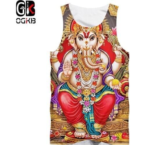 OGKB Hindu Ganesha Tank Top 3D Printed God Of Wisdom Ganesha Vest Men Women Sleeveless Hip Hop Harajuku Plus Size Fitness Vest