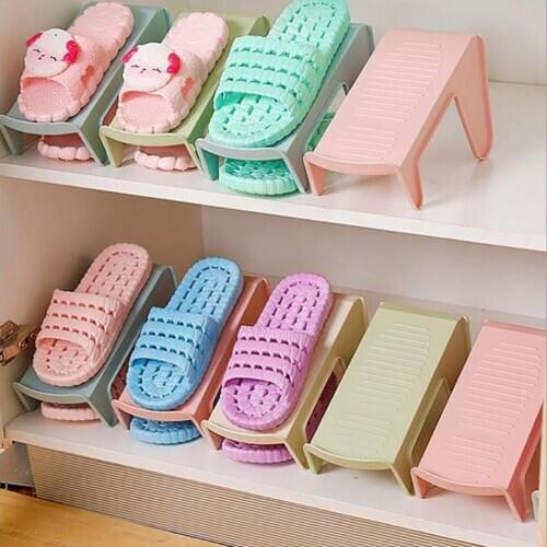 Fashion Durable Plastic Shoes Display Rack Organizer Space Saving Storage Holder Shelf