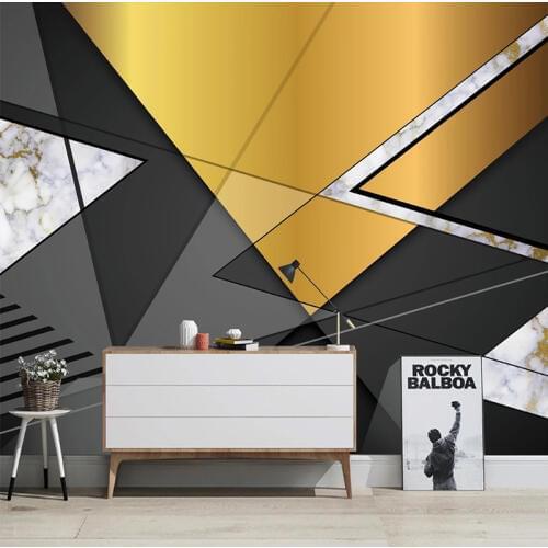 Custom Photo Wallpaper For Walls 3D Modern Black Gold Geometric Pattern TV Background Wall Mural Living Room Decoration Wall Art