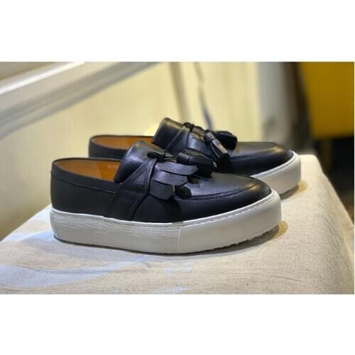 New shoes for men cow leather classics slip on men shoes loafers tassels comfort casual shoes