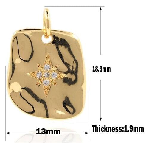 Micropavé Cubic Zirconia Square Star Necklace, Golden Square Star Pendant, DIY Jewelry Making Accessories 18.3x13x1.9mm
