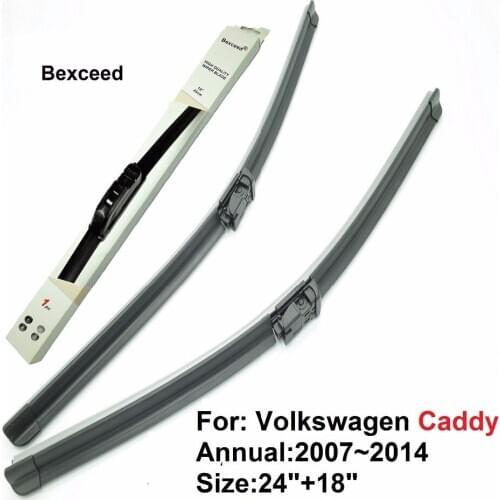 Flat Wiper Blade for Volkswagen Caddy Bexceed of Car Windshield Windscreen 24"+18". 2007~2014