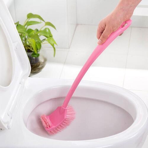 Portable Double Sided Toilet Brush Lavatory Brush Plastic Long Handle Bathroom Scrub Cleaning Brush