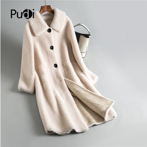 Fall Winter women 30% real wool fur coat wide waisted warm jacket sheep shearing girl fur coats lady long jacket jacket OMS836