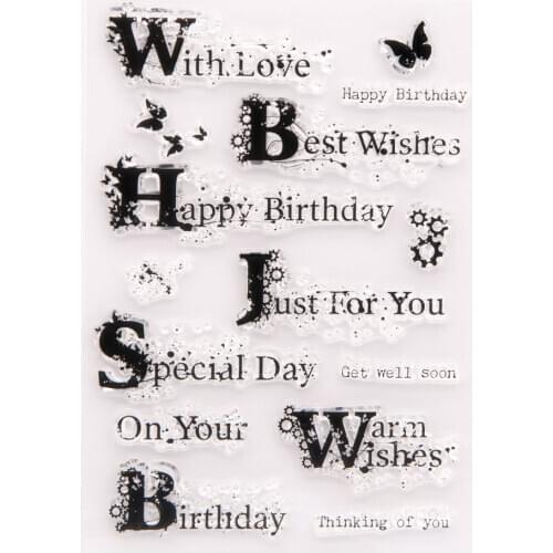 Stamps for DIY Scrapbooking Happy Birthday Wishes Card Transparent Rubber Stamps Making Photo Album Crafts Silicon Decor Stamp