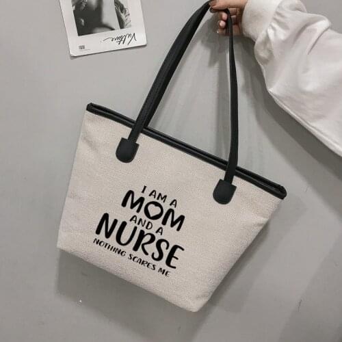 Gift for Mom Nurse Tote Bag Nursing Work Bag Funny Printed Women Canvas Bag Beach Bag Handbag