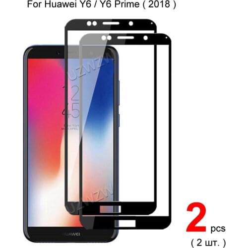 2pcs For Huawei Y6 2018 / Y6 Prime 2018 0.26mm 2.5D Full Cover Screen Protective Tempered Glass For Huawei Y6 Prime 2018 Glass