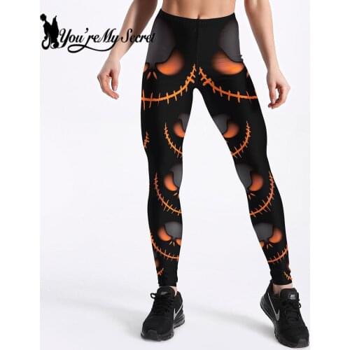 [You're My Secret] Fashion 3D Halloween Party Cosplay Leggings Pumpkin Digital Print Women High Waist Fitness Stretch Pants
