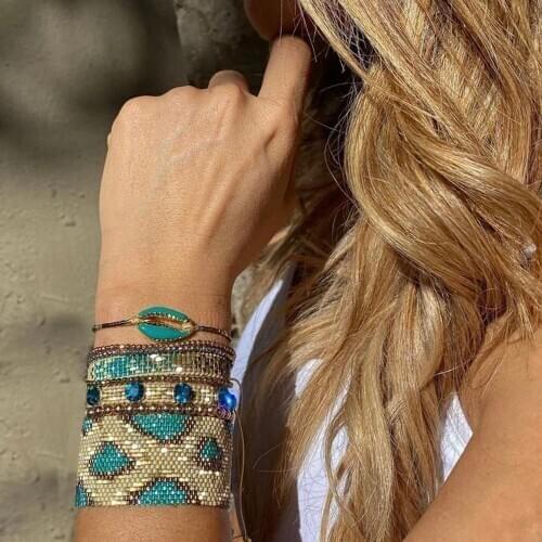 BLUESTAR 2021 Femme Pulseras Mujer MIYUKI Bracelet Leopard Grain Bracelets Handmade Shell Woven Loom Beaded Jewellery