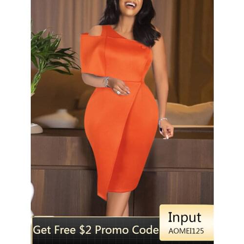 Women Bodycon Dress Sexy Party One Shoulder Irregular Sheath Event Chiristmas Elegant Lady Vestidos African Autumn Night Fashion