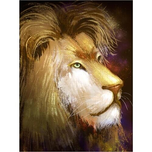 Golden Lion Diamond Painting Round Full Drill Nouveaute DIY Mosaic Embroidery 5D Cross Stitch Oil Animal Pattern