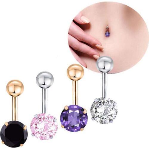 1pcs Sexy Women Gold Navel Piercing Belly Button Body Jewelry Crystal Zircon Rhinestones Round Body Ring Jewelry