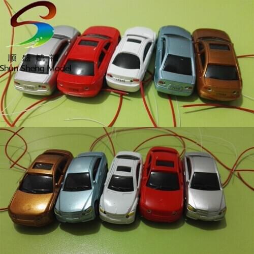 12PCS 1:150 N Scale Model Lighted Cars With LEDs Lights for Building Layout