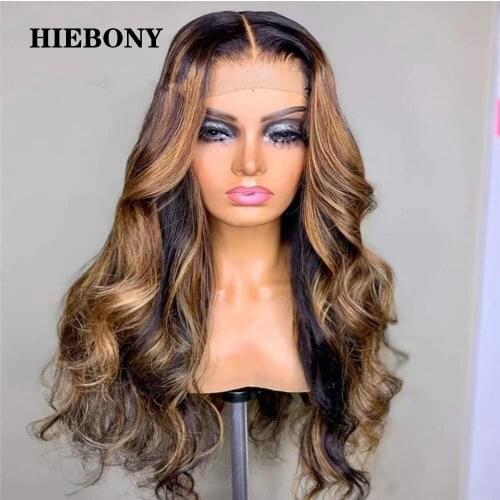 1B27 Highlight Lace Front Human Hair Wigs with Baby Hair Brazilian Loose Wave 13x6 Highlight Wavy Lace Front Wigs Bleached Knots