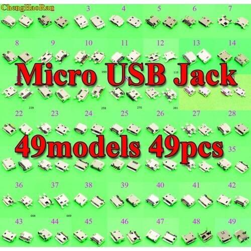 49models Mini Micro USB connector jack Charging port socket power v8 plug For Samsung Lenovo Sony HUAWEI mobile phone tablet