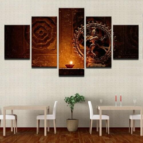 No Framed Shiva Nataraja Painting 5 Pcs Canvas Picture Print Wall Art Canvas Painting Wall Decor for Living Room