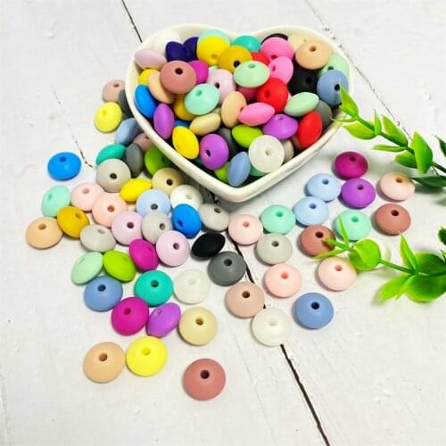 100pcs/lot 12mm Silicone lentil Beads Silicone BPA Free DIY Charms Newborn Nursing Accessory Teething Necklace Teething Toy