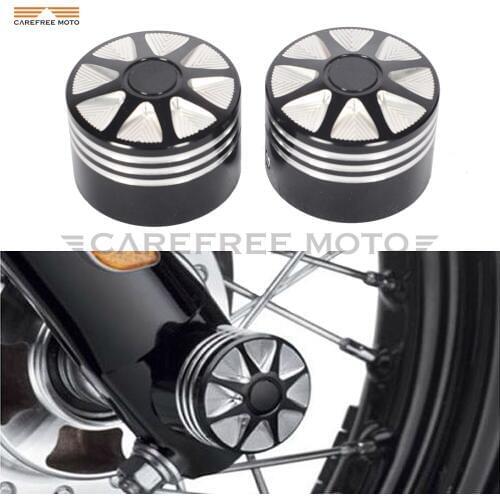 Black Cut Motorcycle Front Axle Nut Cover Bolt Kit Case for Harley Touring Softail FLTR Dyna XL 1200 883