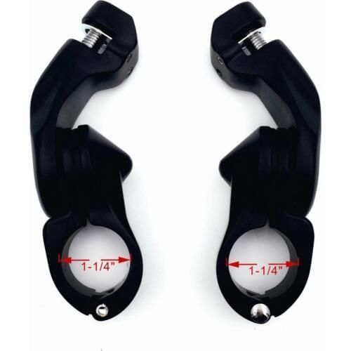 Black 2.5" Short Angled Adjustable Highway Foot Peg Mount Kit For 1.25" Engine Guard (Harley Road King/ Street Glide/ Fa t Boy)