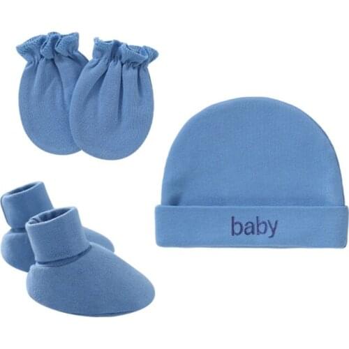 Baby Infants Anti Scratching Cotton Gloves+Hat+Foot Cover Set Newborn Mittens Socks Warm Cap Kit