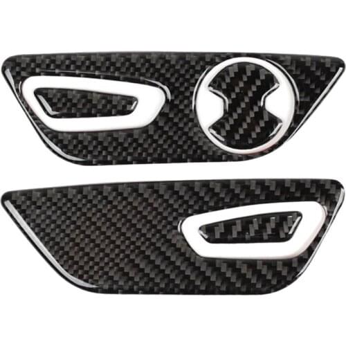 For Ford Mustang Mustang (2015-2019) Car Interior Carbon Fiber Mustang Seat Adjustment Button Decoration Stickers 5Pcs