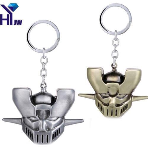 HEYu Fashion Anime Jewelry Mazinger Z Head Portrait Mask Key Chain Alloy Metal Key Ring For Chaveiros Cosplay Porte Clef Gift