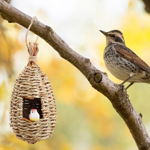 Hummingbird House Hand Woven Basket Hummingbird Houses Nest Small Bird House for Outdoor Hanging Decoration