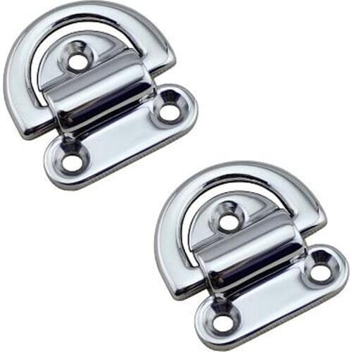 2Pcs 6mm Folding Deck Pad Eyes Marine Grade Stainless Steel D Ring With Plate for Marine Boat Yacht Accessories