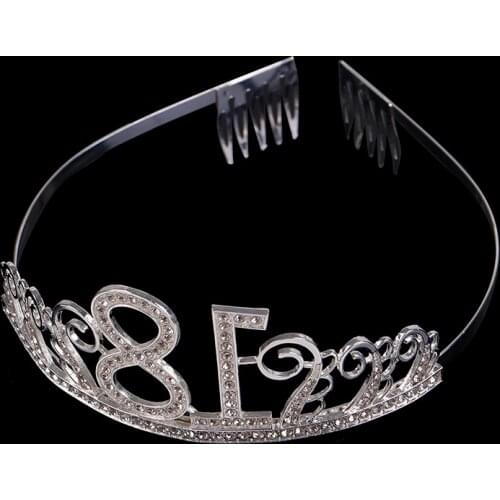 1 pc 18 Years Old Birthday Crown Crystal Hairband Girl Tiara Princess Head Accessories