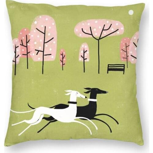 Dog Park Square Pillowcover Home Decor Greyhound Cushion Cover Throw Pillow For Car Double-Sided Printing Coussin Exterieur