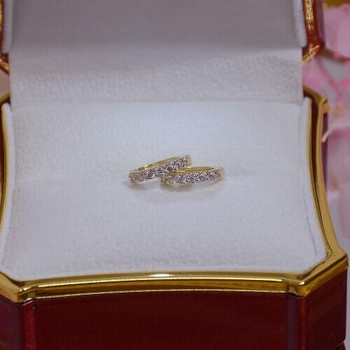 14k Real Gold Plated Fashion Jewelery Crystal Small Round Exquisite Stud Earrings for Woman Holiday Party Elegant Earring