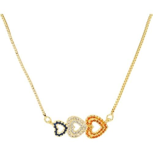 Fashion gold womens pendants necklaces heart Mother initial chain necklace copper zirconia jewelry necklace for women