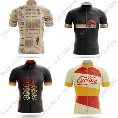 Retro - Mens Cycling Jersey Short Sleeve Summer Cycling Clothing Men Road Bike Shirts Bicycle Tops MTB Wear Uniform Maillot