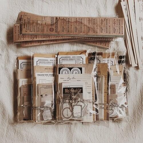 195Pcs/lot Vintage Memo Scrapbooking Paper Kit Junk Journal Decorative Paper Ticket Craft Paper Scrapbooking Material Supplies