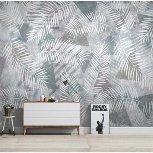 Custom Mural Wallpaper Modern Minimalist Tropical Plant Leaf Geometric TV Background Wall Painting