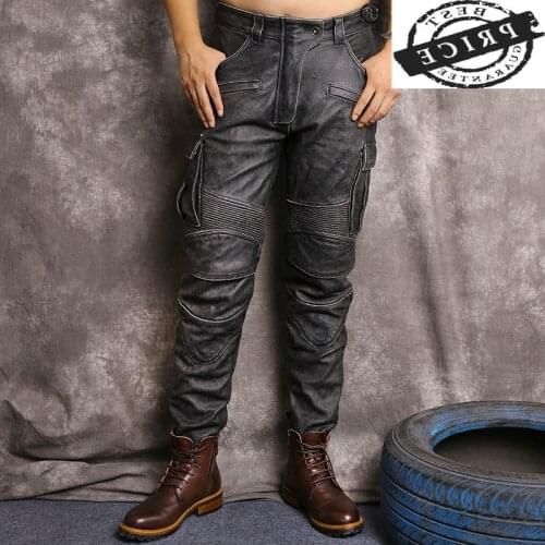 Genuine Leather 100% Pants Men Cowhide Mens Trousers Motorcycle Pants Plus Size axl Autumn Winter 2021 Pantalon Cuir LW23