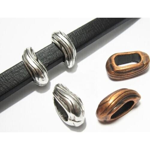 Irregular stripe Licorice leather findings 10x6mm licorice leather spacer