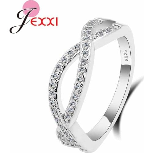 New Fashion 925 Sterling Silver Rings For Women Wedding Unique Cross Stackable Girl Jewelry Party Accessory
