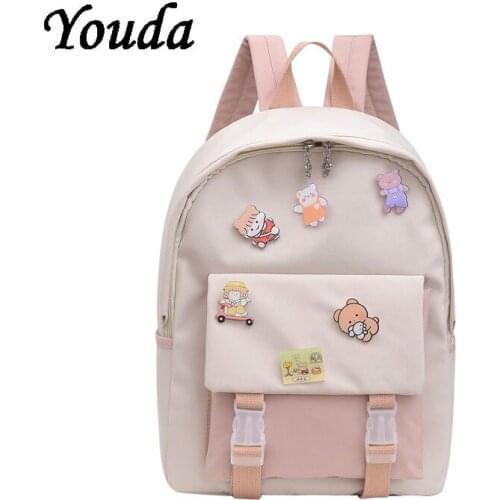 New Girls Nylon Backpack INS Fashion Waterproof Backpack Teenager Cute Student School Bag Lady Large Capacity Simple Travel Bag