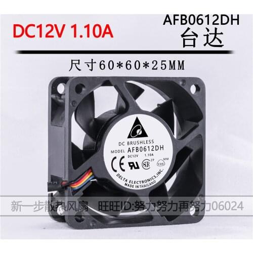 New original AFB0612DH 6025 double ball-bearing fan violence server 12V1.1A 4-wire PWM speed control