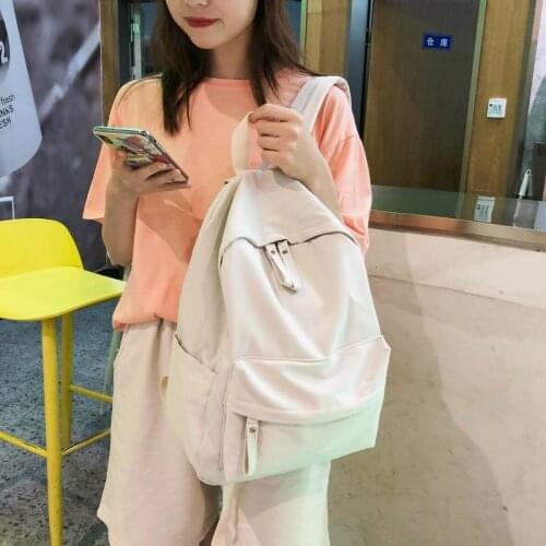 New Casual Backpack Fashion Canvas Women Backpack Solid Color Rucksacks New School Bag For Teenager Girls Mochilas Rucksacks