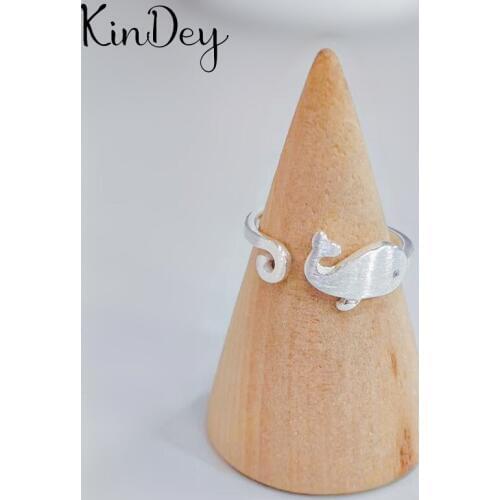 Wholesale Real Silver Color Whale Fish Rings For Women Statement Jewelry Finger Ring anillos mujer bijoux
