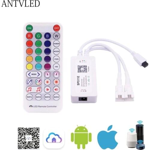 WS2812B WS2812B Addressable Pixel RGB LED Strip Light Controller SP511E WiFi Music Dual Output Alexa Smart Voice APP Control