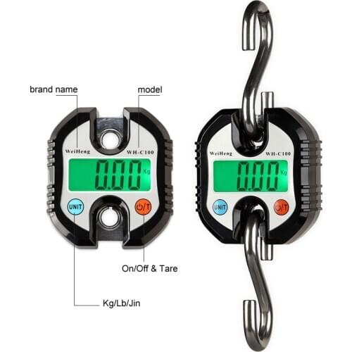 Portable Industry Crane Scale Heavy Duty Digital Hanging Hook Scales LCD Loop Weight Balance Stainless Steel