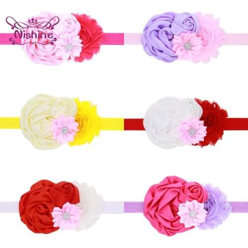Nishine Lovely Handmade Polygonal Flower Baby Elastic Headband Toddler Fashion Rose Floral Hairband Sweet Kids Hair Accessories