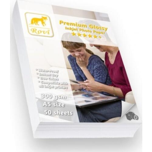 Rovi Premium Glossy Photo Paper 300gsm 50yp A5