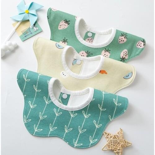 360 Degree Rotation Newborn Girl Boy Feeding Drool Bibs Waterproof Apron Saliva Towel Bandanas Burp Cloths Cotton Baby Stuff
